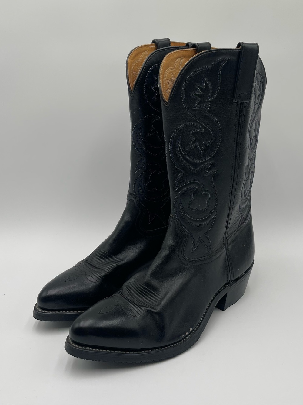 Sheplers Western Cowboy Boots Men's Size 12 EE Black Blue USA Made Extra Wide